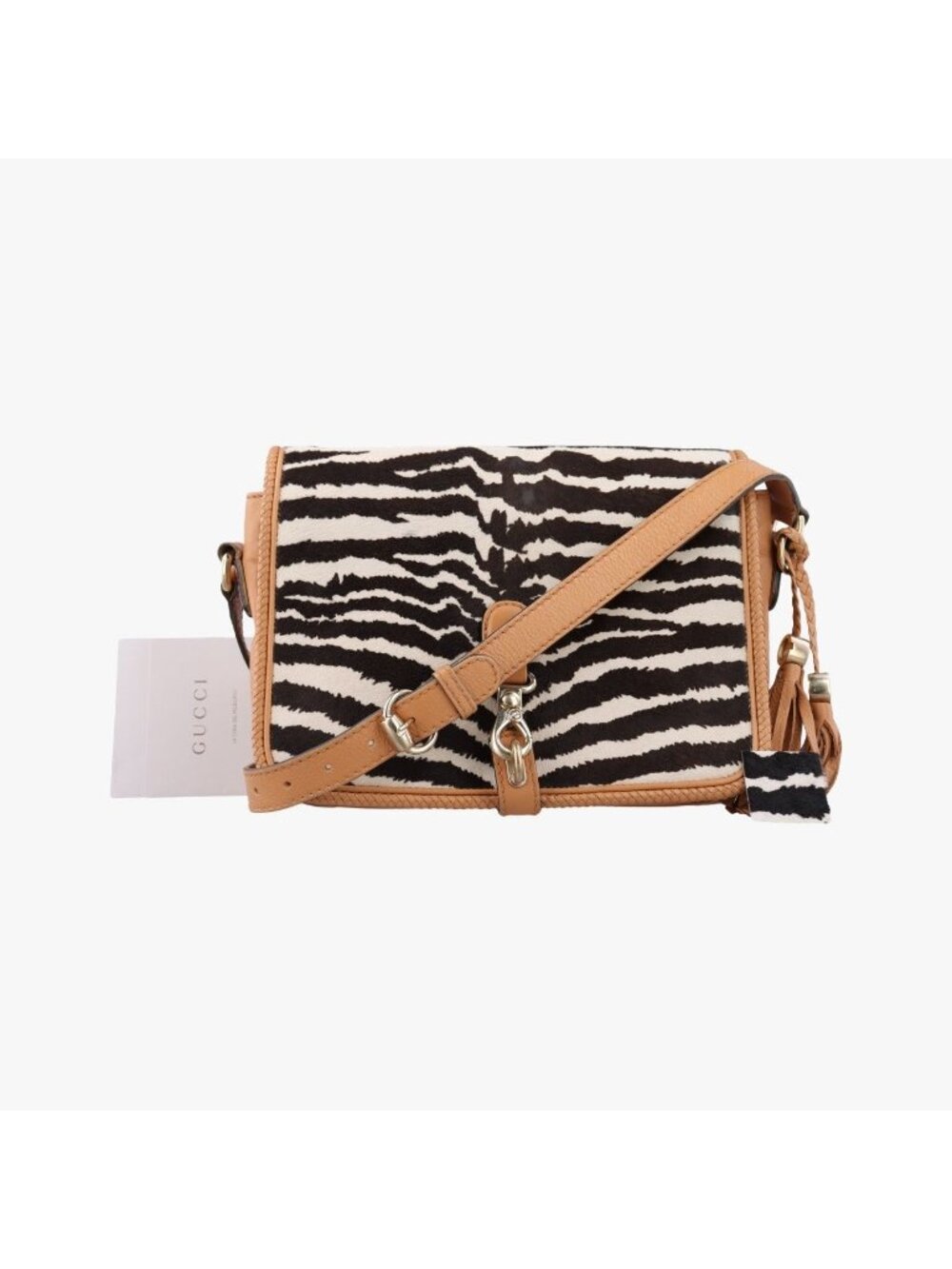 Gucci Marrakech Zebra Print Beige Black White Calf Hair Leather